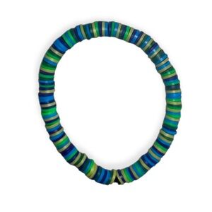 5 For $25 HANDCRAFTED Blue & Green Clay Beaded Stretch Bracelet